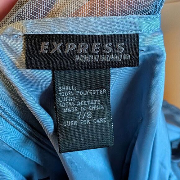 Vintage Y2K Express Mesh Midi Dress Mermaid Sequin Siren Gray Size 7/8 - Picture 9 of 12